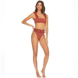 Beach Riot Ivy Bikini Bottom & top in Rust ruffle sz sm bottom med top swimsuit